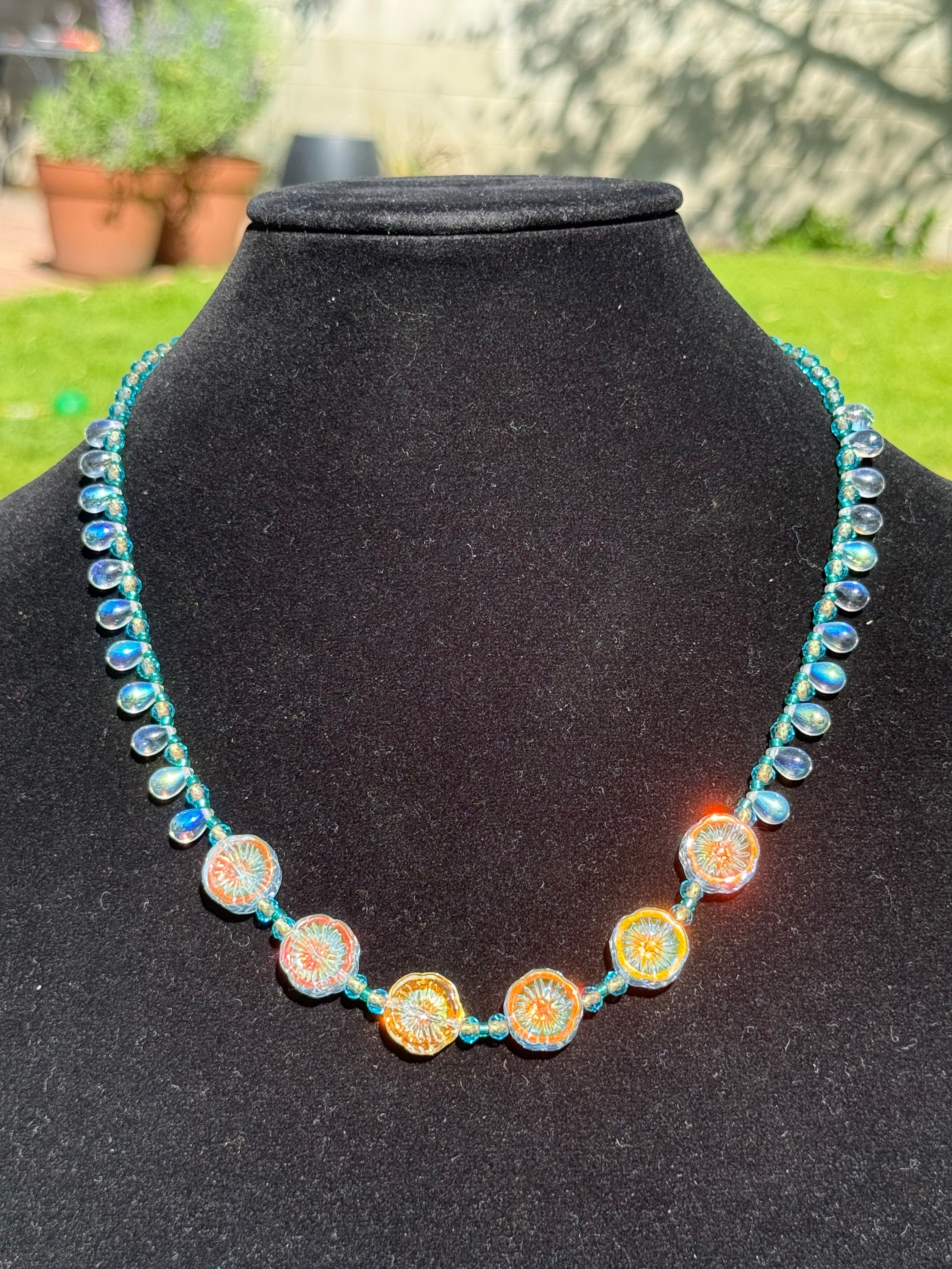 Fire Flowers - Necklace & Earrings Set