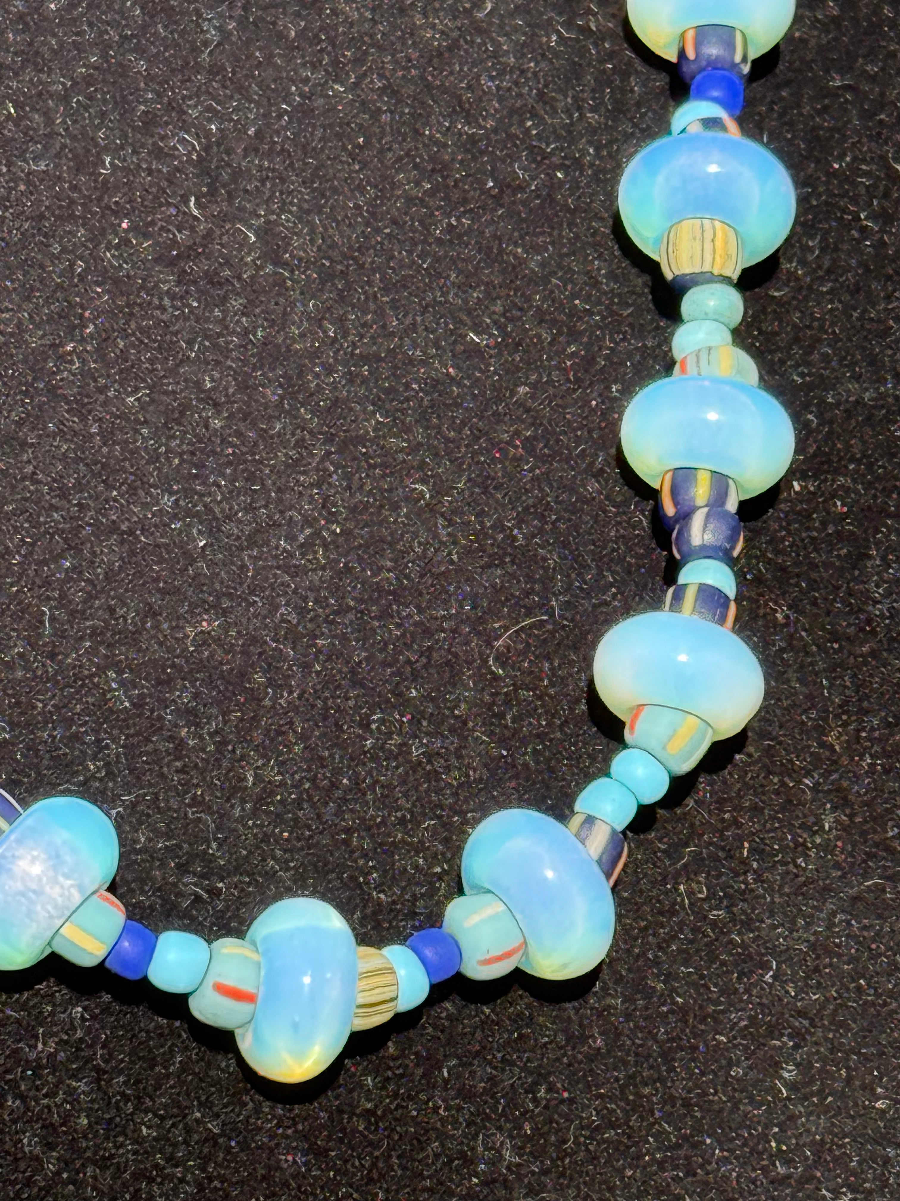 Opalite Bead Necklace in Blue
