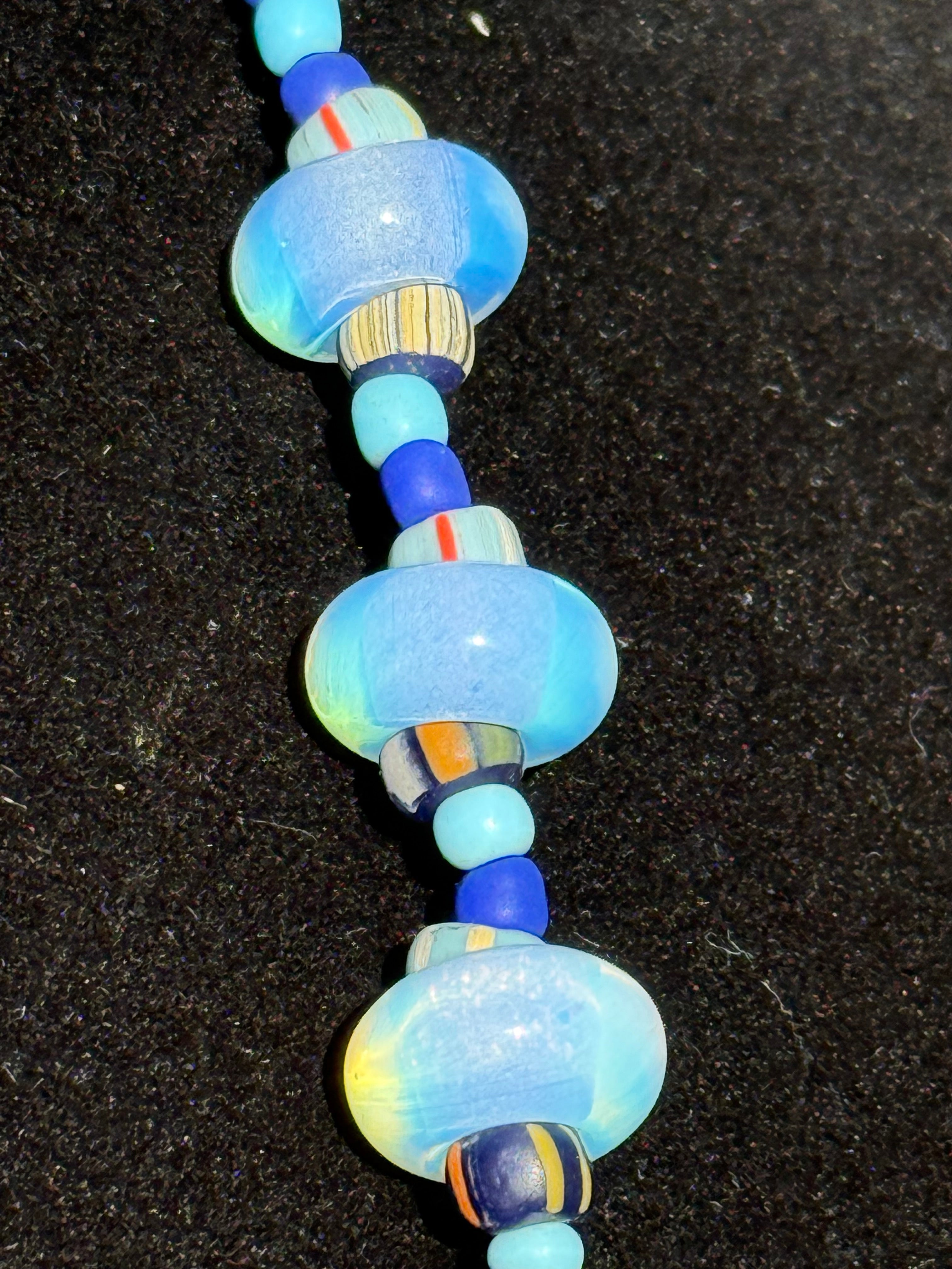 Opalite Bead Necklace in Blue