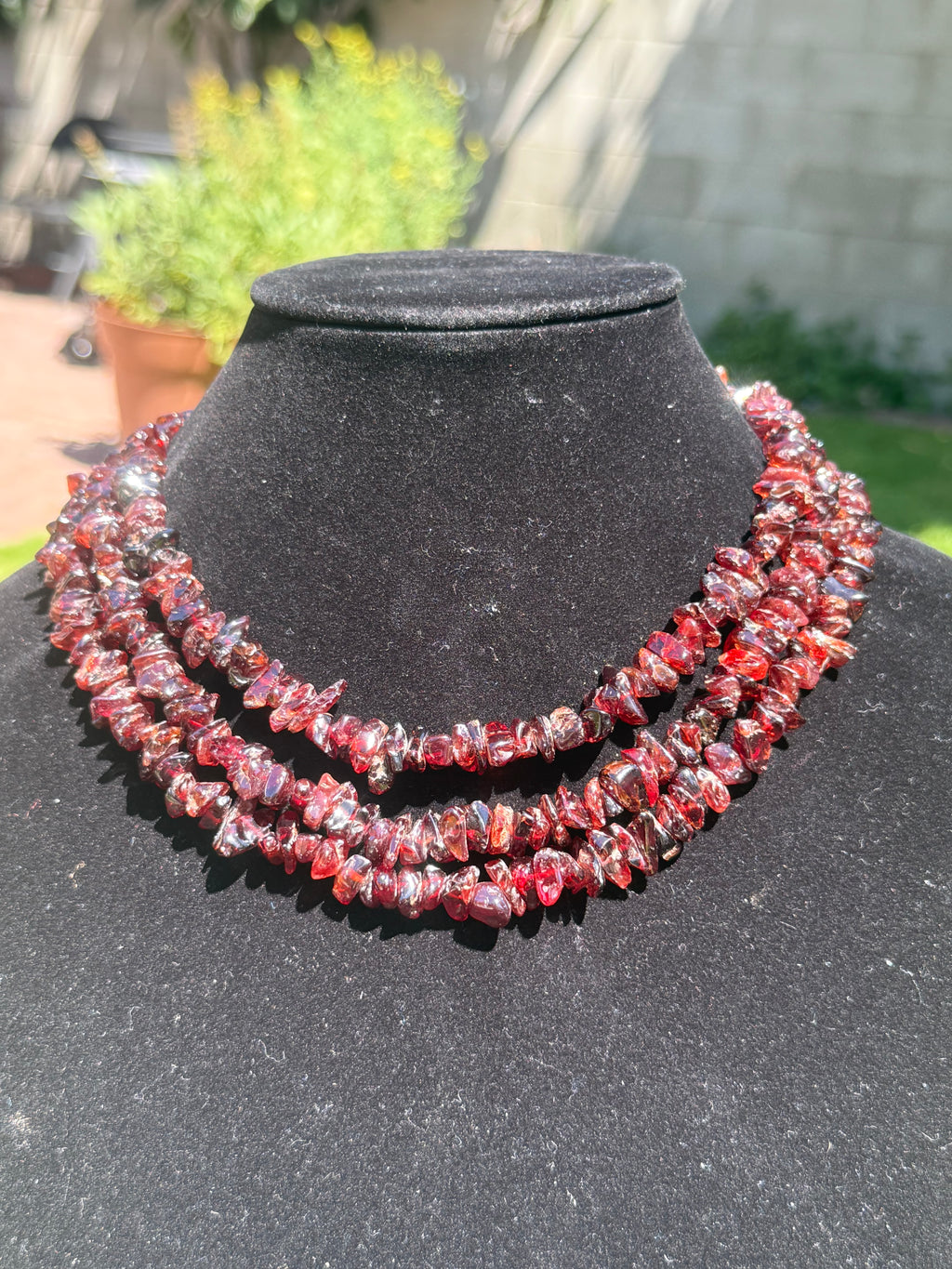Burgundy Polished Glass Chips - Necklace