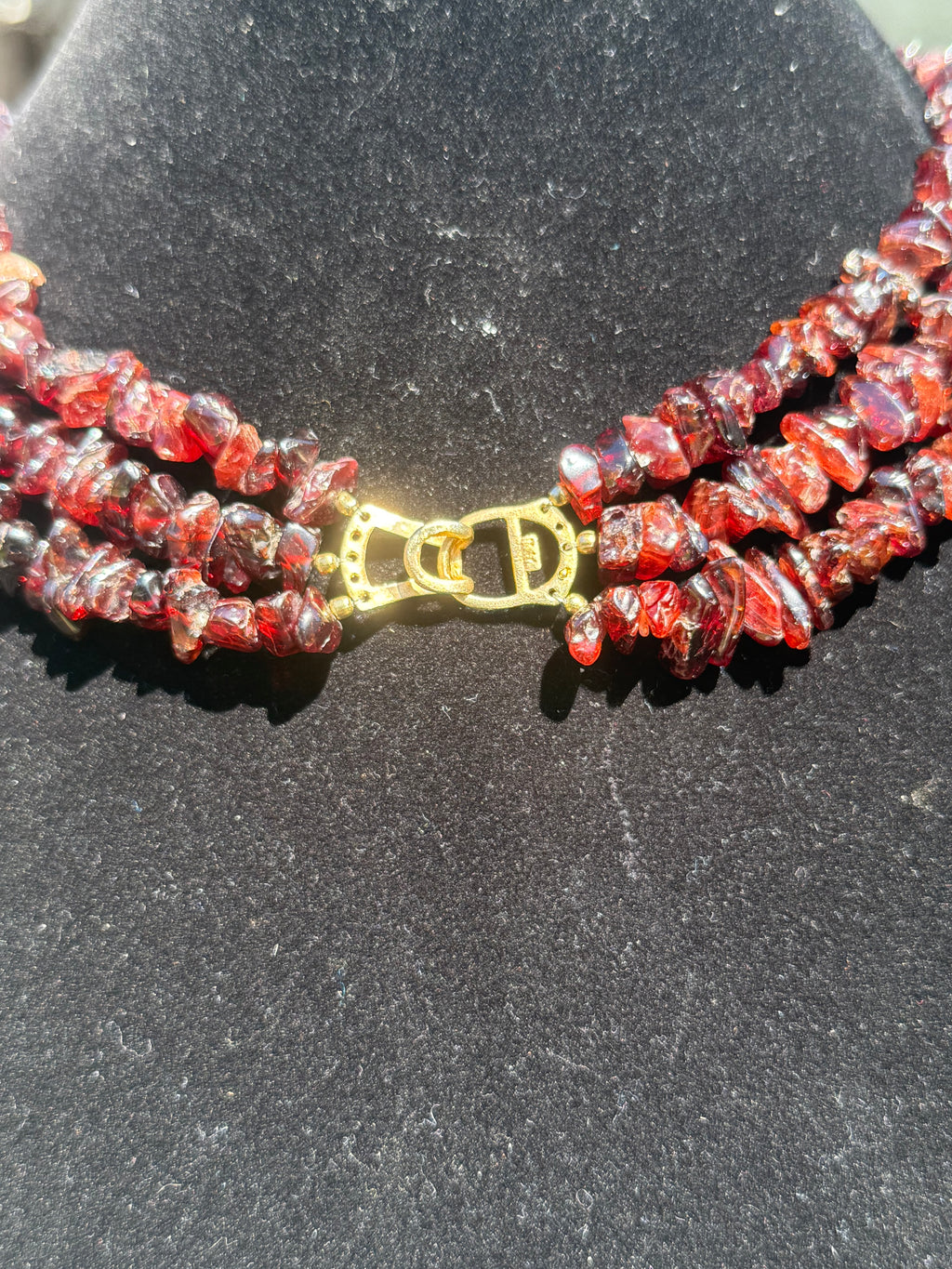 Burgundy Polished Glass Chips - Necklace