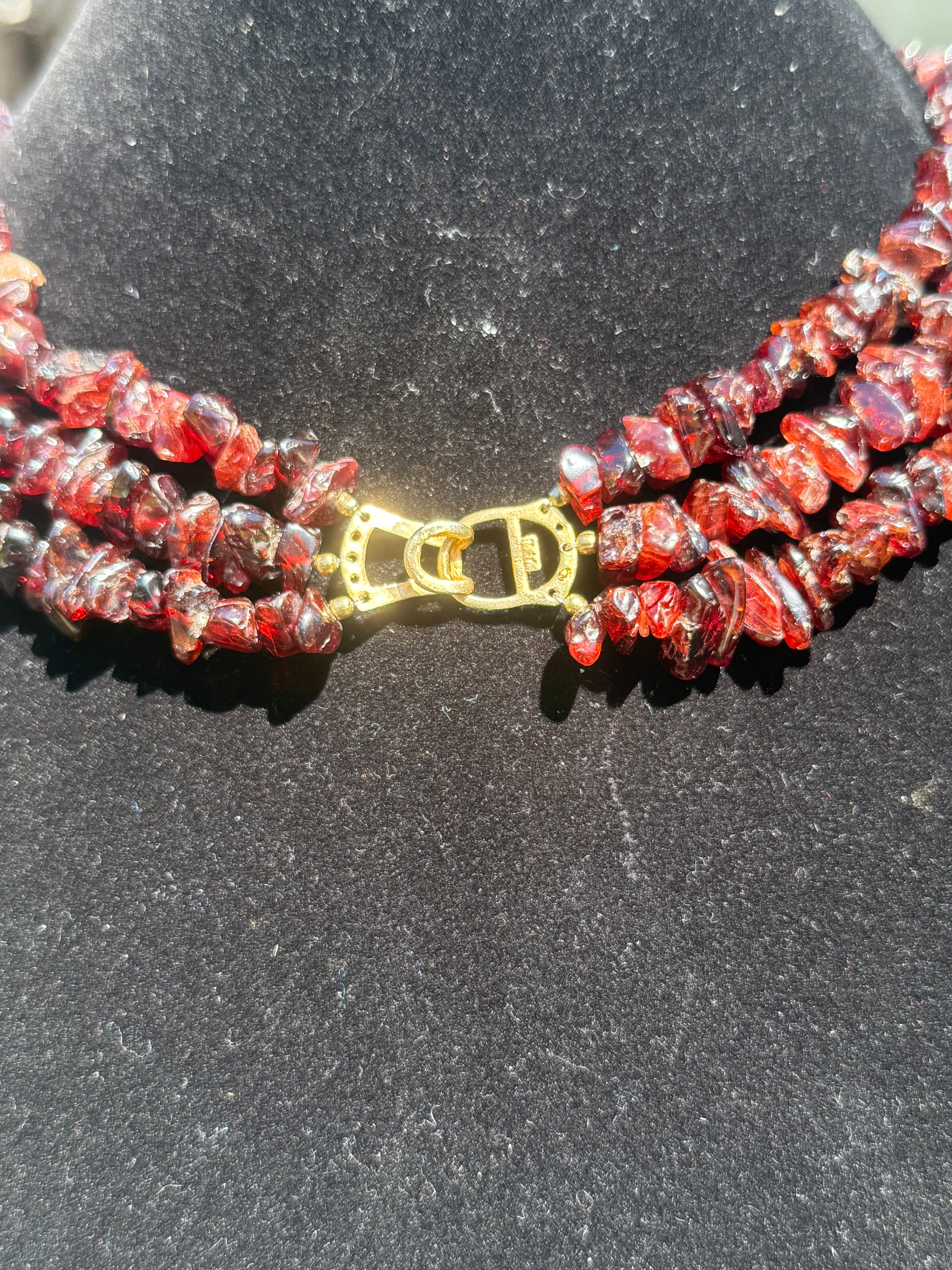 Burgundy Polished Glass Chips - Necklace